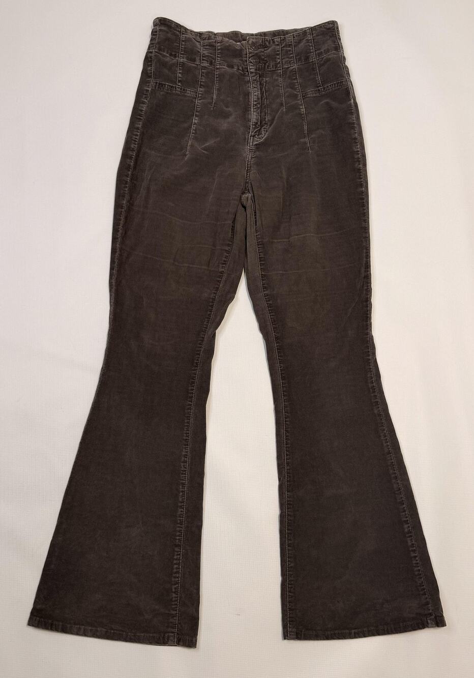 We The Free Pants Womens 28 Brown Corduroy Wide Leg Flare High Rise Chino